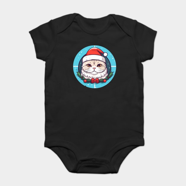 Scottish Fold Cat Xmas, Love Cats Baby Bodysuit by logiamerch